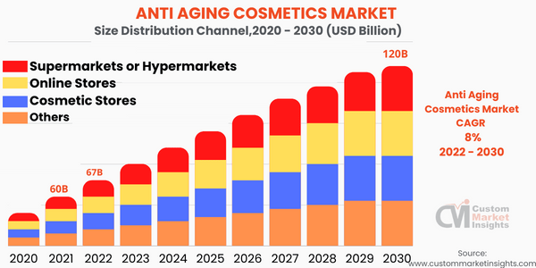 Global Anti-Aging Cosmetics Market Size Reach $ 3.1 Bn 2030